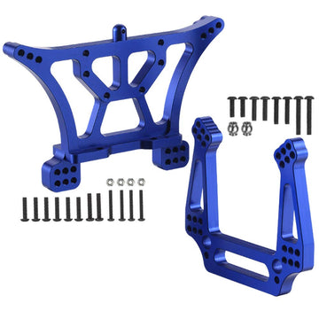 2-Pack Aluminum Front and Rear Shock Tower Set Upgrade Parts for 1/10 Traxxas 2WD Slash Stampede Rustler VXL Blue-Anodized