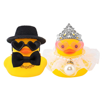 wonuu Pair Set of 2 Wedding Rubber Ducks  Bride Groom Duckies Marriage Rubber Duck Mini Couple Ducky for Ceremony Gift Souvenir Marry Blessings Elegant Heartwarming Present  White Double Lace Dress