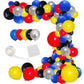 Red Yellow Blue Black Silver Balloon Garland Arch Kit, 127Pcs Red Black Royal Blue Yellow Metallic Silver Balloons For Boys Brit