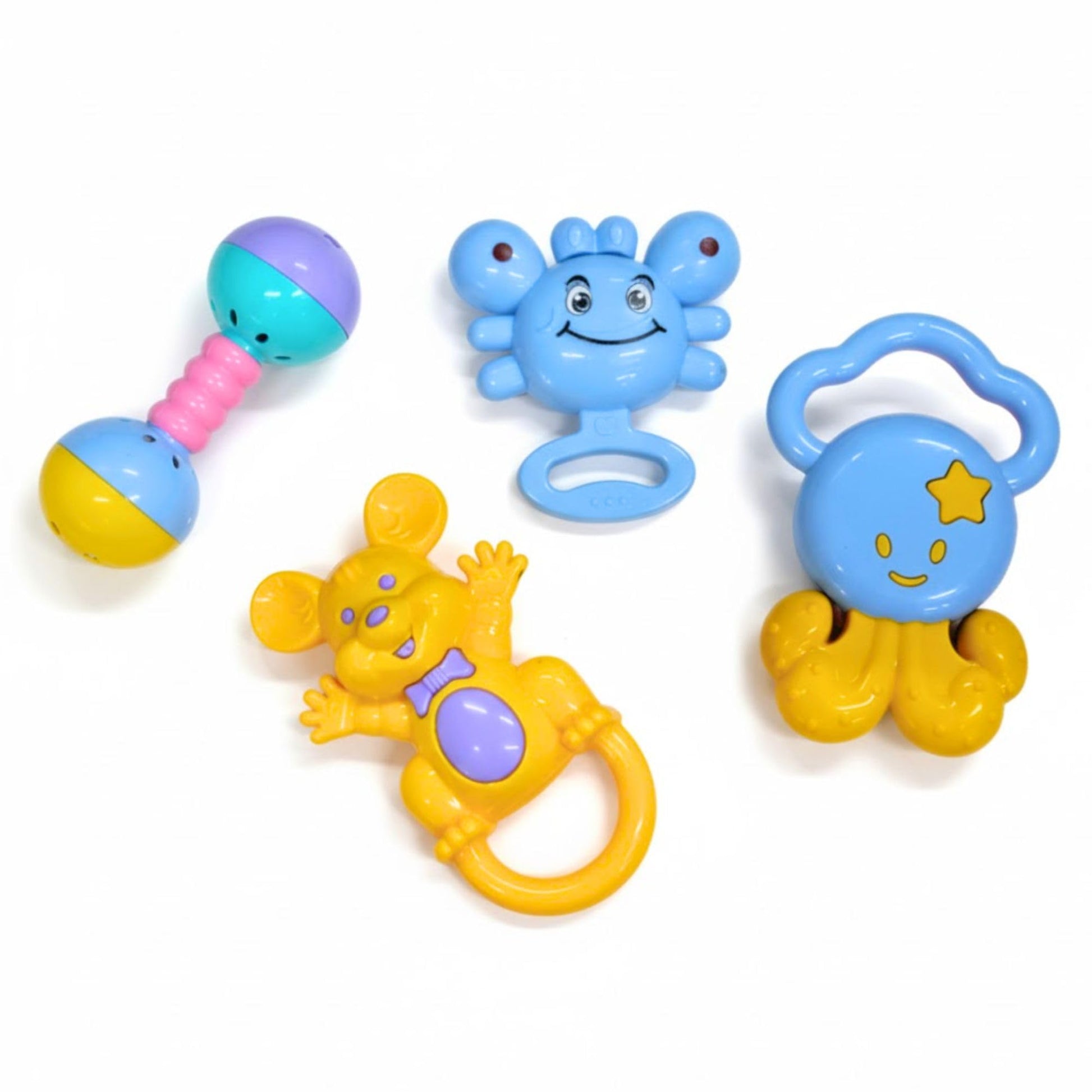 Toytales Baby Rattle & Teether Toys Set (4 Pcs) | Sensory Rattle Toys For Toddlers | Teething Toys For Babies | Gift For Baby Bo