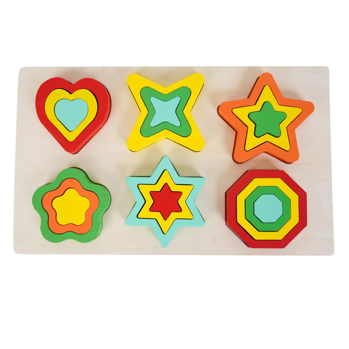 Bufack Wooden Geometric Shape Sorter Toys For KidsWooden PuzzlesKids Toys For 25 Years Girl6 Different ShapesEducational Le