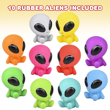 ArtCreativity Rubber Galactic Aliens Set of 10 - Assorted Colors, Small Bath & Pool Toys, Model AC-2756