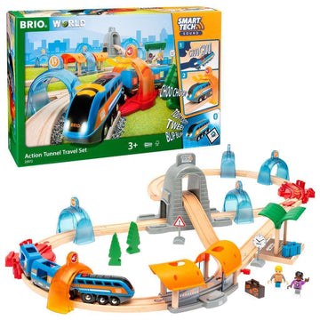 Brio 33972 Smart Tech Sound Action Tunnel Travel Set - Interactive Toy Train Set For Kids | Age 3+ | Exciting Sound Effects | Compatible With Other Brio Sets | Forestry Stewardship Council Certified
