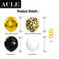 Aule Metallic Gold And Premium Latex Black White Balloons 60 Pack 12Inches And Black Gold Confetti Balloons With Gold Ribbons Se