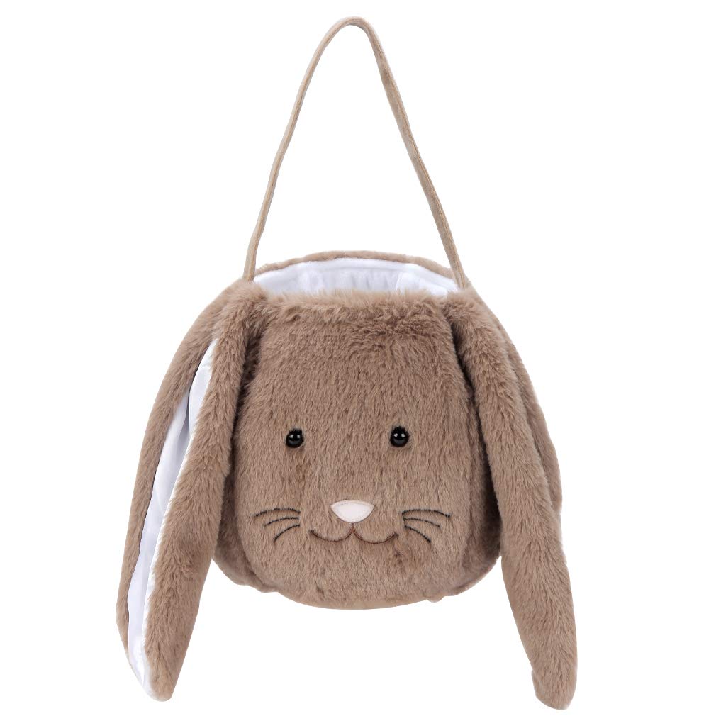 Xinblueco Plush Easter Bunny Basket Easter Buckets With Long Plush Ear Personalized Egg Hunting Easter Bags,Bunnyeaster Tote Bag