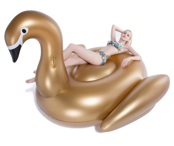 Jasonwell Giant Inflatable Golden Swan Pool Float With Fast Valves Summer Beach Swimming Pool Floatie Lounge Floating Raft Outdoor Party Decorations Toys For Adults Kids (Xxxl)