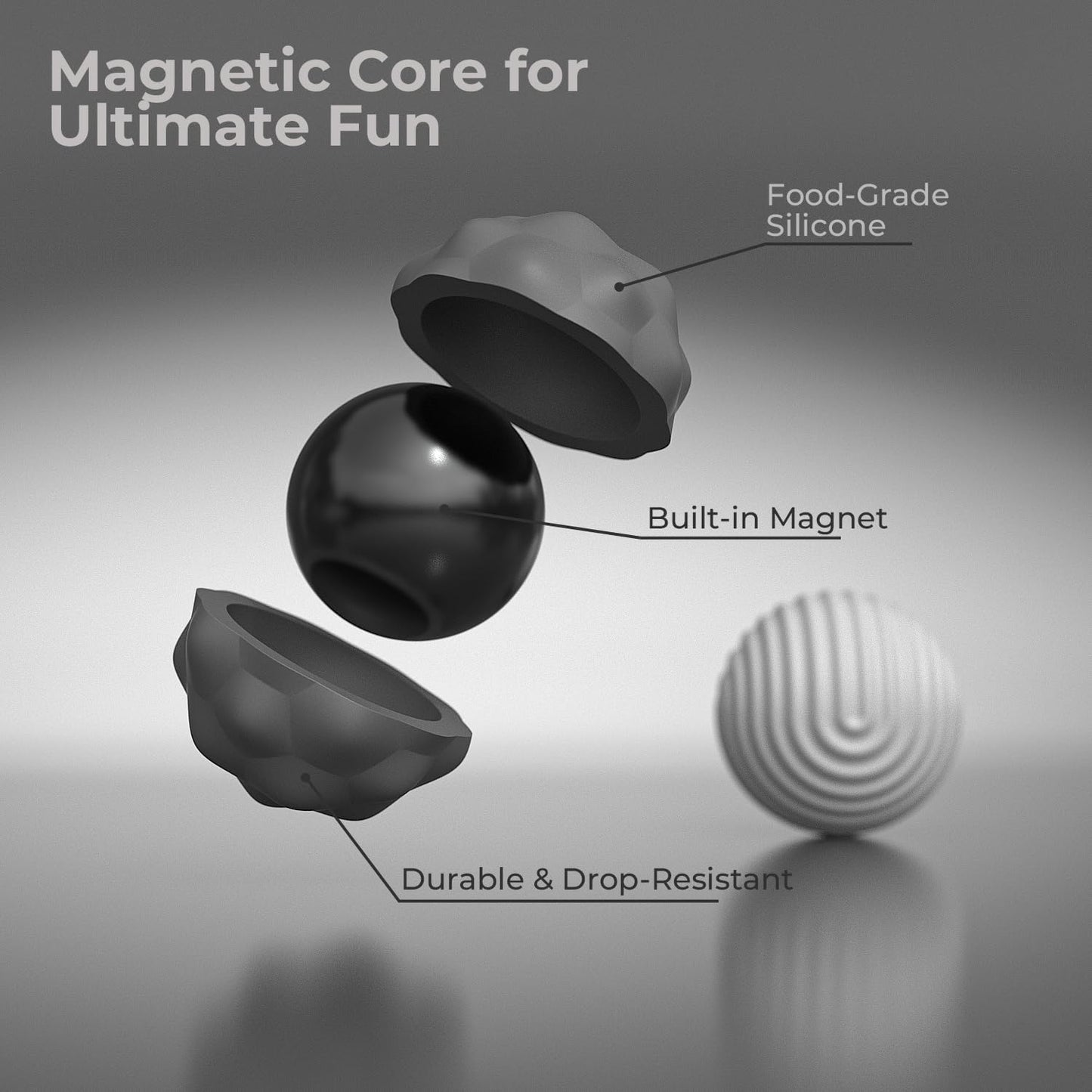 Silicone Magnetic Balls Fidget Toy For Adults, Soft Silicone Magnets Balls, Extra-Large 2Pcs 40.5Mm Stress Relief Sensory Toys F