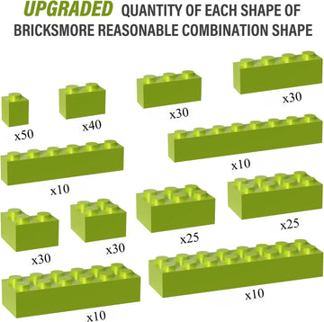 300 Piece Grass Green Bricks Bulk Assortment Pack, Grass Green Brick Accessories For Building With 12 Size, Compatible With Lego
