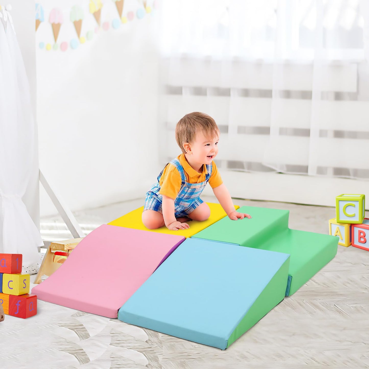 Joyspirit Toddler Foam Climbing Blocks Set - 6Pcs Indoor Active Playset, Promotes Physical Development