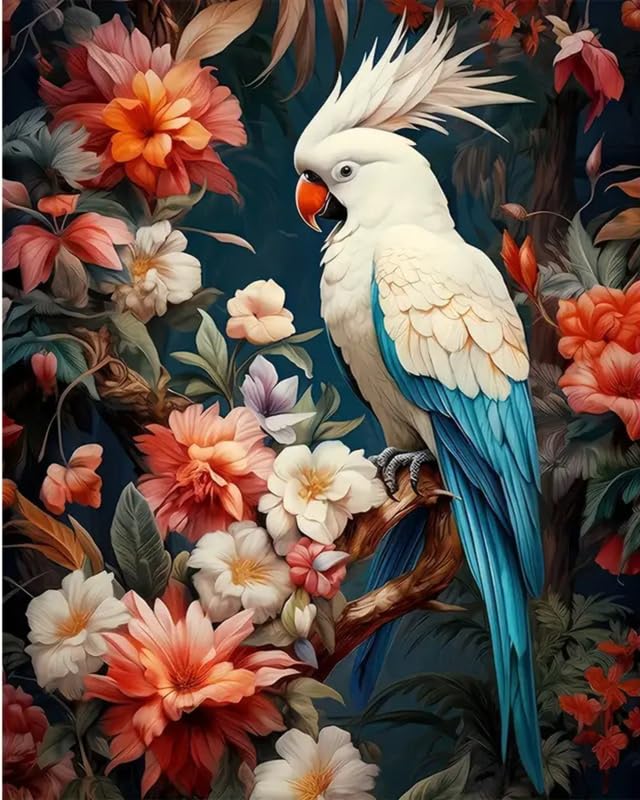Tulip N Turtle  Cockatoo Diy Acrylic Paint By Number Kit For Adults Beginner Canvas Painting By Number Acrylic Painting. Wall D