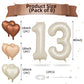 Biapian 40 Inch Cream Number 13 Balloons, 8Pcs Large Foil Number 1 & 3 Balloons With 18'' Cream White Heart Balloon Helium For 1
