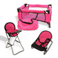 Pink Baby Doll Accessories Set - 3 In 1 Baby Doll Furniture Set With Baby Doll High Chair, Baby Doll Crib, Baby Doll Bouncer Seat, Baby Doll Bed Set For 18” Doll - Play Baby Doll Toys For 18' Dolls