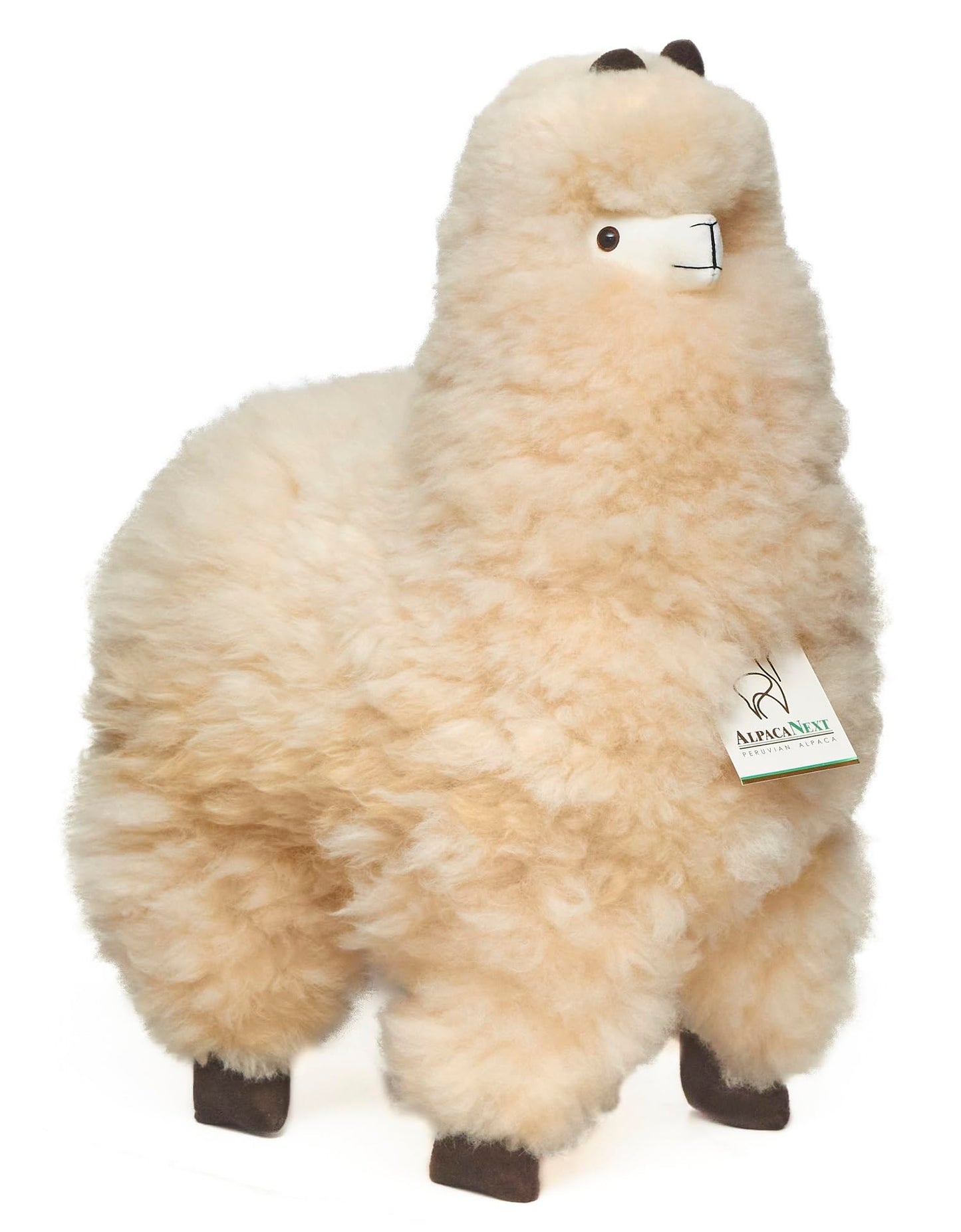 AlpacaNext Llama Stuffed Animal - 18 inch. Cute  Soft and Cuddly Alpaca Plush Toy Handcrafted on Real Alpaka Natural Fur (18 inches  Beige)