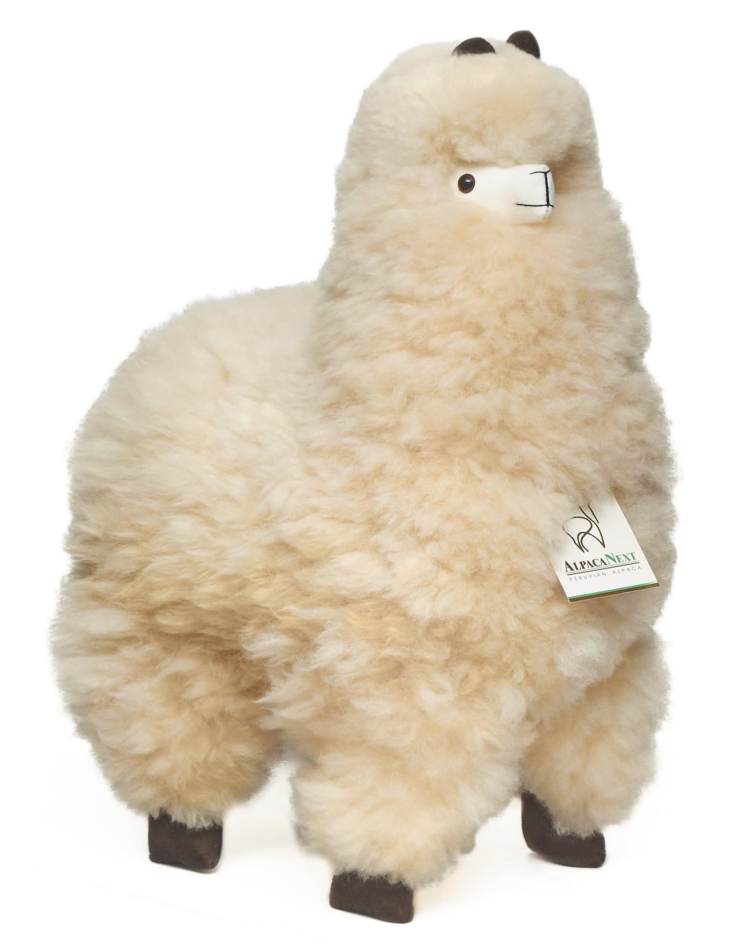 AlpacaNext Llama Stuffed Animal - 18 inch. Cute  Soft and Cuddly Alpaca Plush Toy Handcrafted on Real Alpaka Natural Fur (18 inches  Beige)