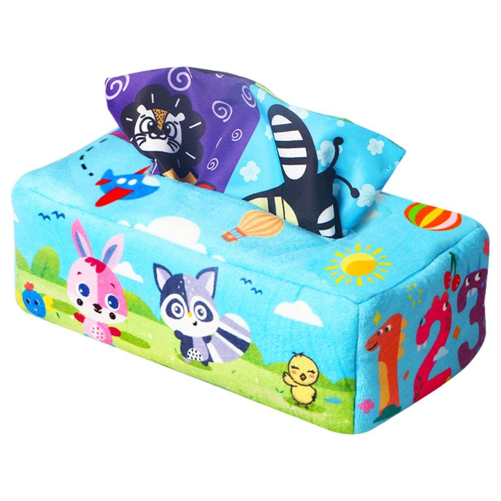 Ilsmysutra Baby Tissue Box Crinkle Tissues Play Paper For Motor Skills Sensory Toy Cartoon Animal|Toys For Baby|Developmental Ba