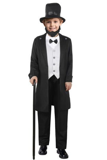 Rayekrot Deluxe Boys Abraham Lincoln Costume Kids Presidents Day Costume (5-7 Years)