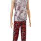 Barbie Ken Fashionistas Doll #176 With Sculpted Brunette Ombre-Tipped Hair Wearing A Sleeveless Tie-Dye Shirt, Red Plaid Pants &