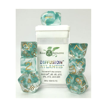 Role 4 Initiative Polyhedral Dice - Atlantis, Arch'D D4'S W/White Numbers (7)