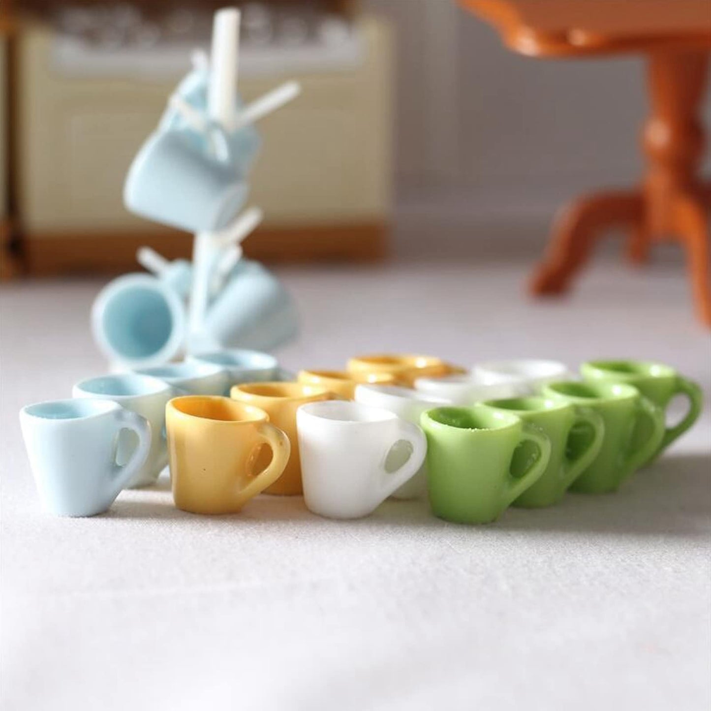 Dollhouse Cup And Cup Holder, Mini Simulated Furniture Decoration Miniature Wood Coffee Mug Holder Stand Dollhouse Decoration Ra