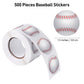 Durony 500 Pieces Baseball Stickers Self-Adhesive Sports Ball Sticker Labels Roll Baseball Theme Party Decor Envelope Gift Bag S