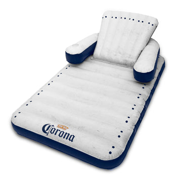 COMFY FLOATS Corona Adirondack Pool Chair Float - Extra Large, White, PVC, Model 54405, with Back, Leg & Arm Rests, Cup Holder for Adults