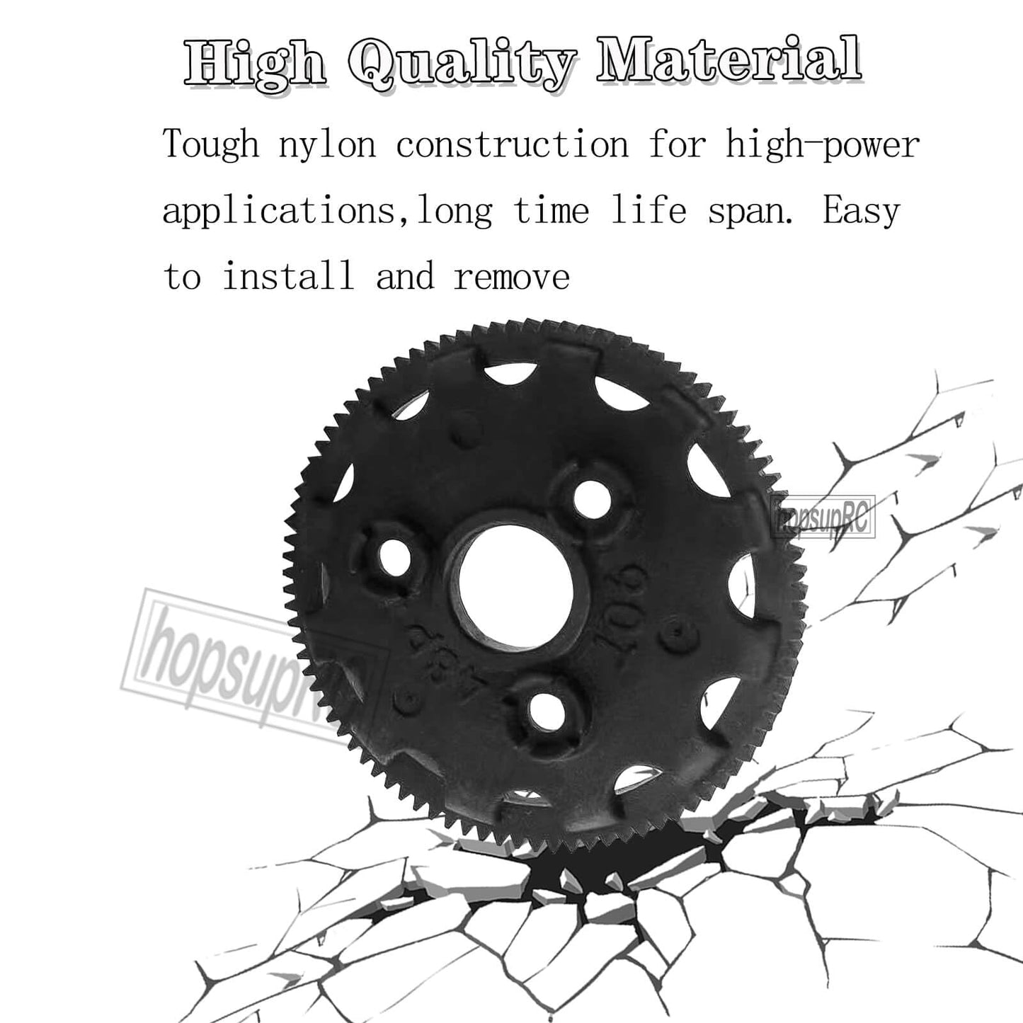 Hopsuprc Nylon 48P 90T Spur Gear Upgrades Part For 1/10 Slash 2Wd Rustler Stampede Bandit Vxl Xl-5,Nylon 48P 90T Transmission Ge