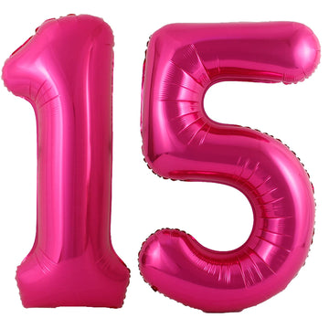 40 Inch Hot Pink 15 Number Balloons Giant Jumbo Huge 15 Or 51 Foil Mylar Helium Number Digital Balloons Dark Pink Birthday Mylar