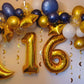 40 Inch Gold 16 Balloon Numbers, 16Th Birthday Decorations For Girl Boys, Number 16 61 Balloons, Large Foil Mylar Balloons For B