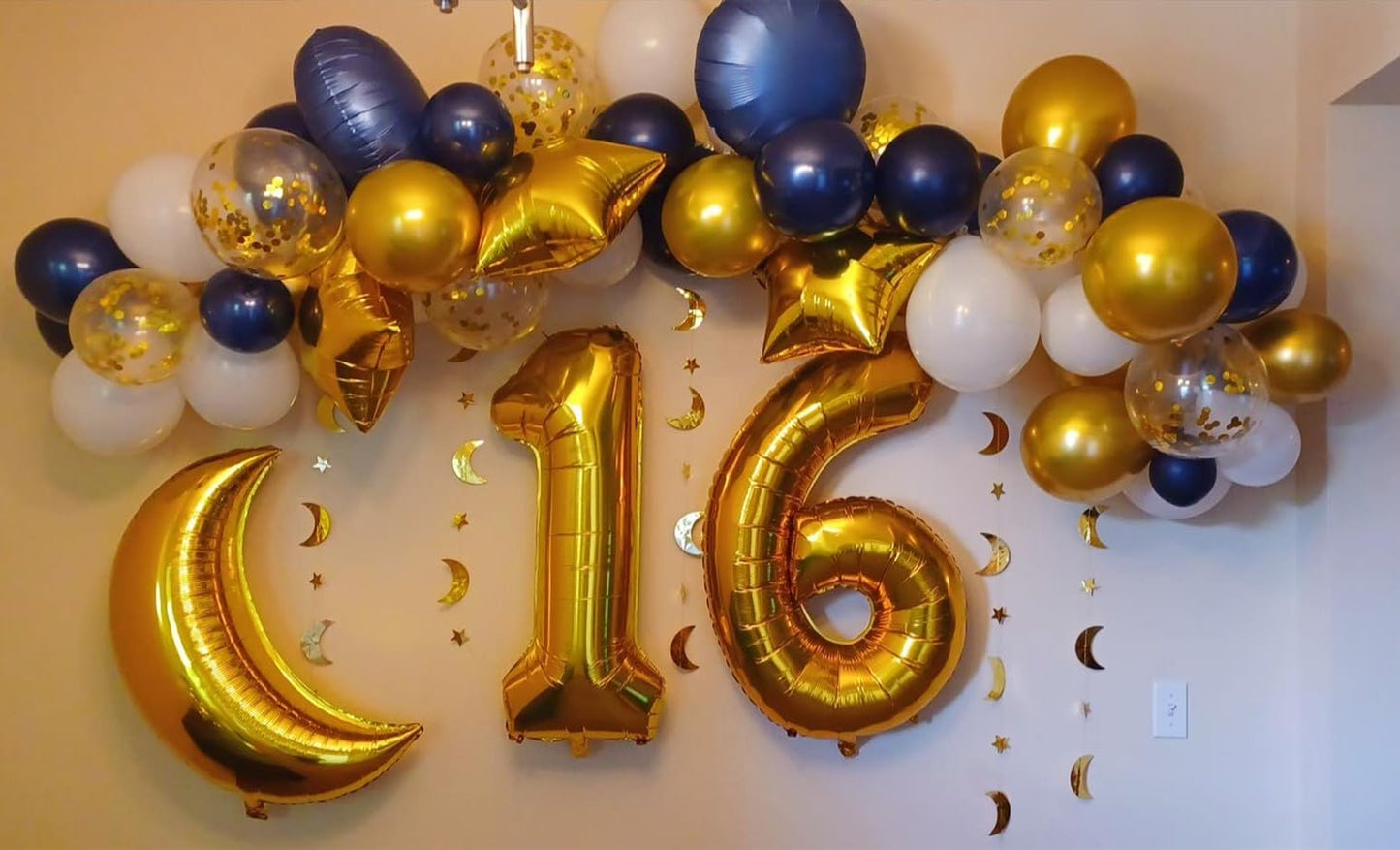40 Inch Gold 16 Balloon Numbers, 16Th Birthday Decorations For Girl Boys, Number 16 61 Balloons, Large Foil Mylar Balloons For B