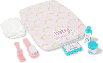 Ultimate Care Kit For Dolls: Authentic Play With Rainbow Cushioned Changing Mat, Nappy, Brush, Comb, And Containers - Suitable For Dolls Up To 46Cm - Encourages Realistic Role Play - Ages 3+