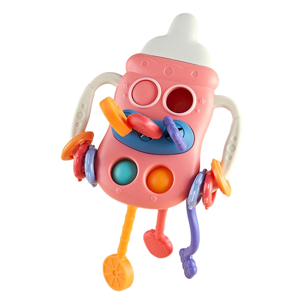 Atorse Baby Rattle Bottle Toy Hand Bells Hand Rattle Sound For Easter Gift Newborns Pink
