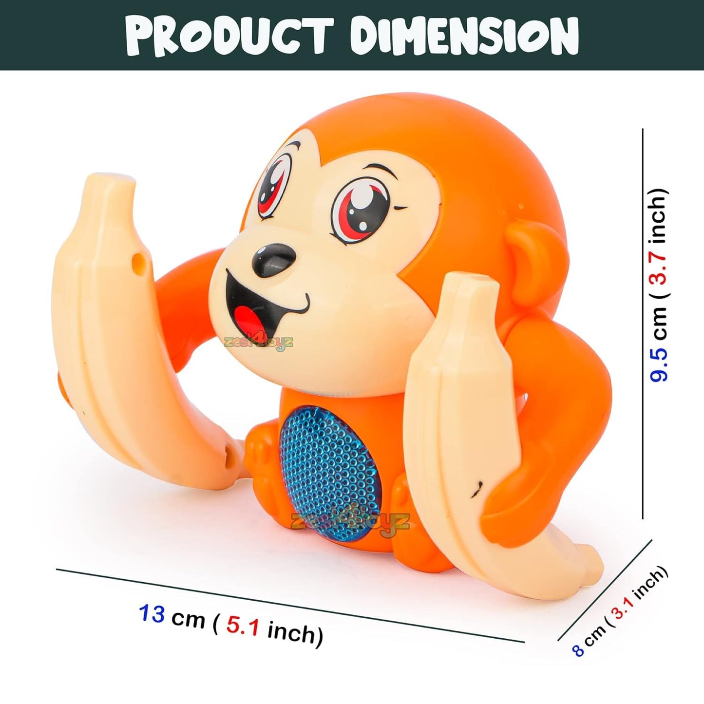 Zest 4 Toyz Dancing Musical Toy For Kids Tumbling Monkey Doll Toy Voice Control Sensor Rotating Arm Light Sound Toy Abs Battery