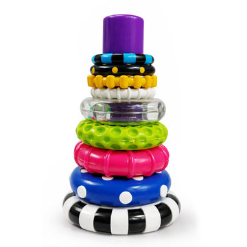 Kidology Ring Stacker Baby Toy For 6+ Month | 9-Piece Sensory Stacking Rings With Rattle | Montessori Learning Toy For Early Bra