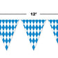 Beistle Plastic Oktoberfest Bavarian Pennant Banner for German Theme Party Supplies, 11 x 12, Blue/White
