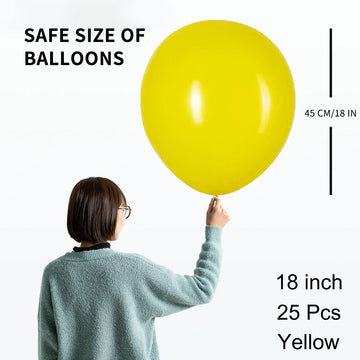 Oupking 18 Inch Yellow Balloons Big Latex Balloon Giant Thick Yellow Balloons For Party Decorations Pack Of 25
