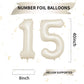 Biapian 40 Inch Cream Number 15 Balloon, 15Th Birthday Balloons, Big Digital 15 Or 51 Beige White Giant 15 Foil Balloon Helium F