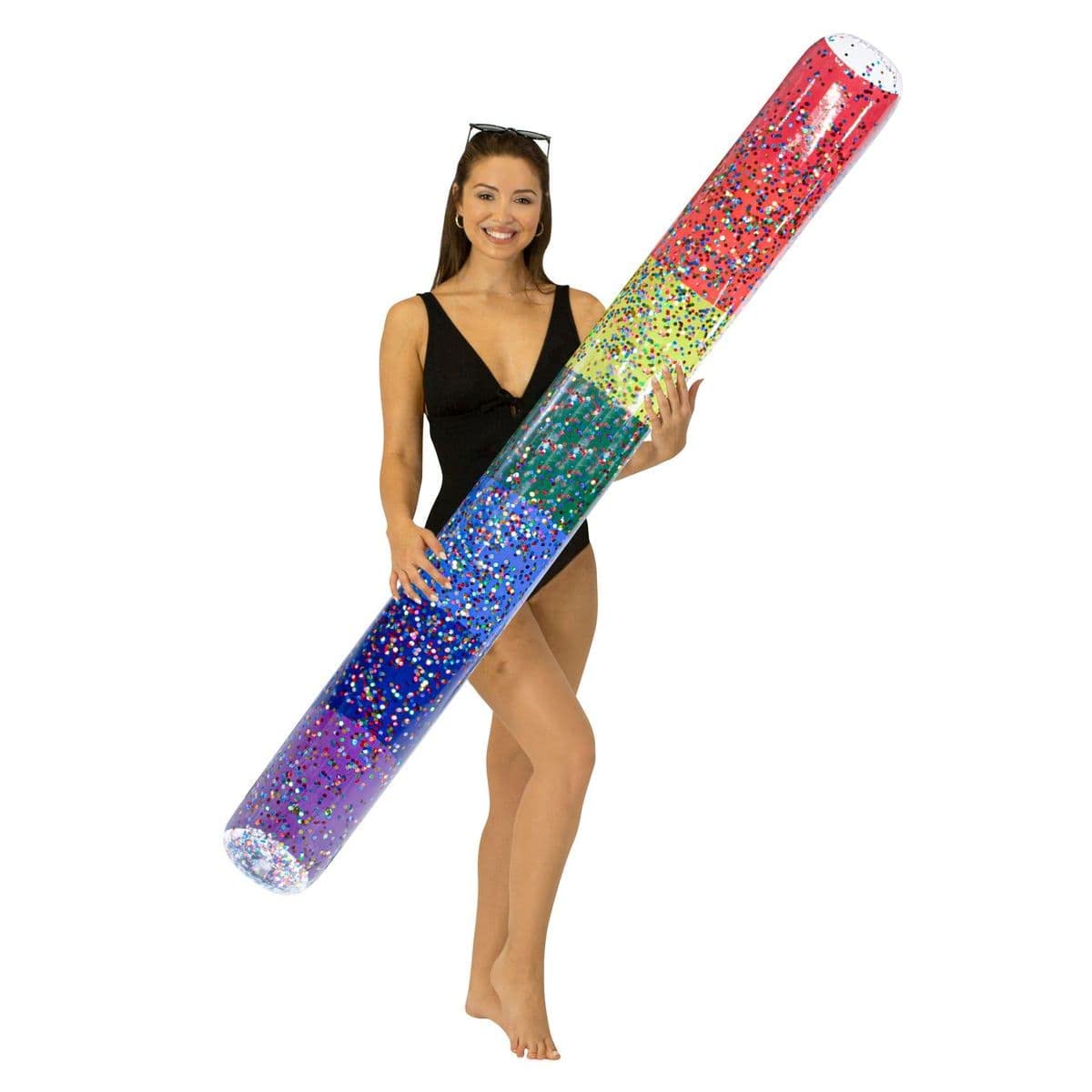 Poolcandy Inflatable Jumbo Swim Noodles (Classic Rainbow Glitter Filled Jumbo Swim Noodle)