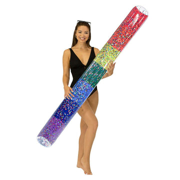 Poolcandy Inflatable Jumbo Swim Noodles (Classic Rainbow Glitter Filled Jumbo Swim Noodle)
