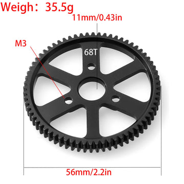 32P Spur Gear, 68T 0.8 Metric Pitch, Compatible With 32P, Hardened Steel 68 Tooth 0.8M Spur Main Gear For 1/10 Traxxas Ford Rust