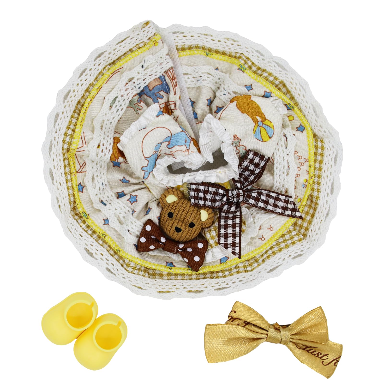 17Cm Doll Clothes Set Yellow Skirt, Luxury Chic Handmade Dolls Outfit With Shoes, Dress Up Unique Style Hair Clip Cute Clothes A