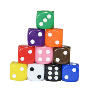 SmartDealsPro 10-Pack Opaque D6 Six Sided 16mm Dice Die for DND, MTG, RPG, Tenzi, Yahtze, Bunco, Table Borad Games, Math Teachin