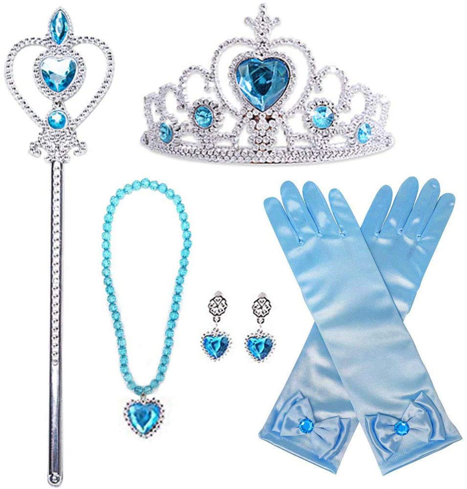 Fancydresswale Princess Elshia Cinderella Hair Queen Dress Up Accessories Set For Girls (Light Blue) (Plastic)
