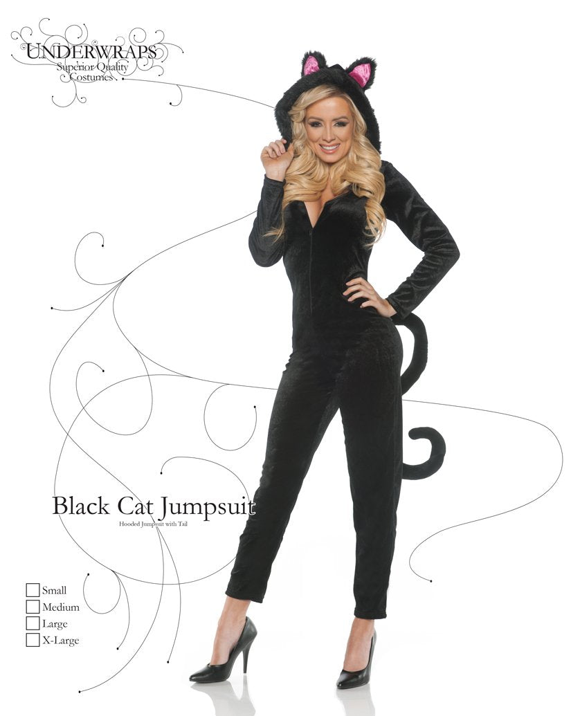 Women'S Black Cat Jumpsuit Costume L
