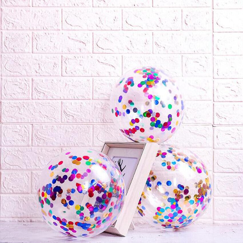 Bezente Rainbow Multicolor Confetti Latex Balloons - 60 Pack 12 Inch Helium Colorful Confetti Balloons For Birthday Baby Shower
