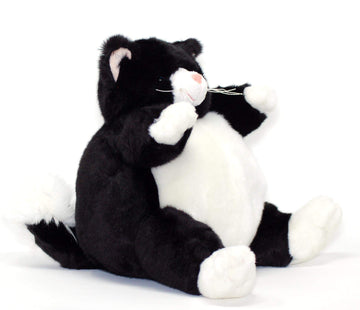 Unipak Black And White Plumpee Cat Plush Toy 9 Inches Tall