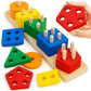 Gi Store Wooden Shape Sorter & Stacking Toys For Toddlers 24  Montessori Geometric Peg Board Blocks Counting Puzzle Game, Educ