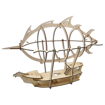 3D Airship Model Wood Laser Cut Hot Air Balloon With 1' Grids Fantasy Aerial Combat Terrain Map For D&D, Pathfinder, Warhammer And Other Tabletop Rpg