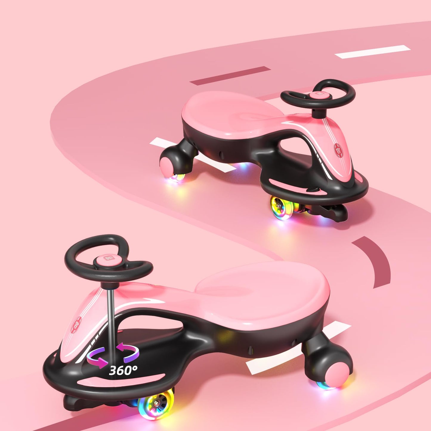 XJD Electric Wiggle Car Ride On Toy, 2 in 1 Wiggle Car Rechargeable Battery with Anti-Rollover Colorful Light-Emitting Wheel for