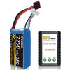 MVMOD 3S LiPo Battery with Charger Kit, 2200mAh 11.1V 35C Lipo Battery with Deans T Connector for RC Airplane RC Quadcopter Heli