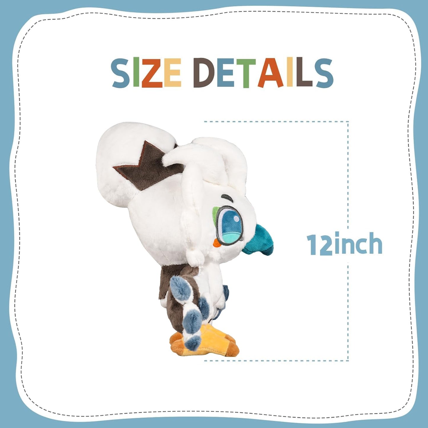 Nadou Plush Tulin White Bird Stuffed Toy, 12 Inch Cotton Plush for Halloween, Christmas, Birthday Gifts for Boys and Girls